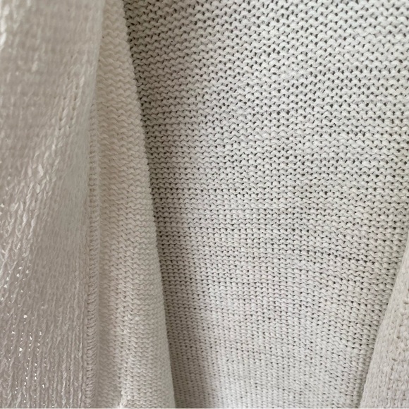 CALVIN KLEIN Cardigan Drape Open Front Pockets Creamy White Knit Women - Picture 5 of 11